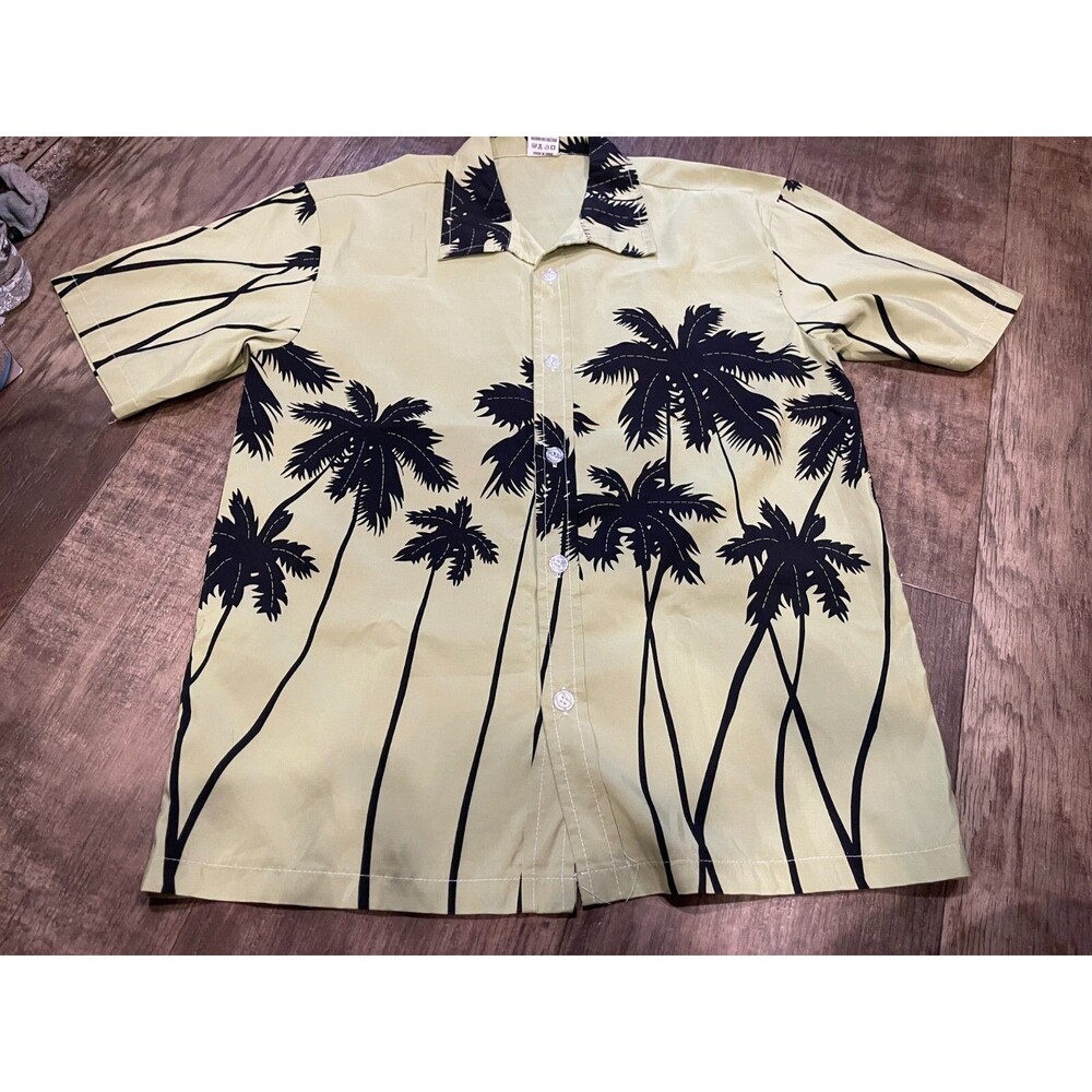Tailor Pal Love Shirt Men's XL Button Down Tropical Palm Trees Shot Sleeve Green